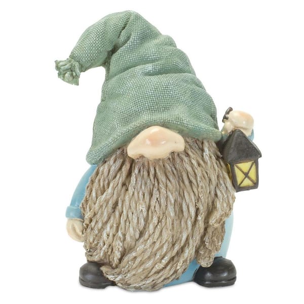 HomeRoots Resin Blue and Green Garden Gnome Tabletop Sculpture