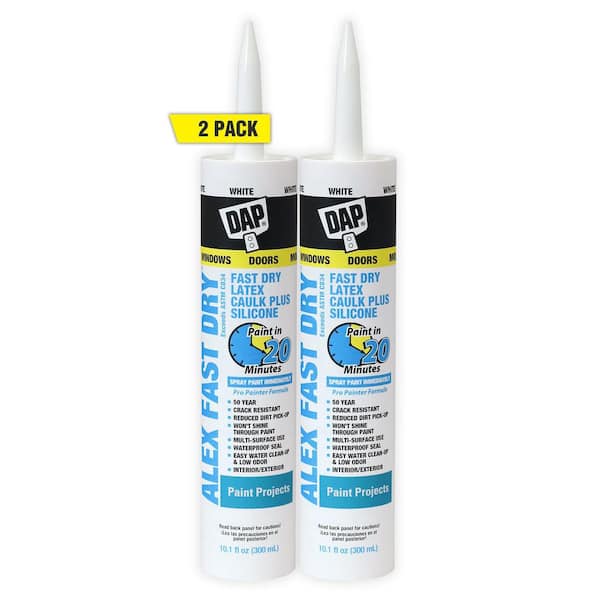 DAP Alex Fast Dry 10.1 oz. White Acrylic Latex Plus Silicone Caulk (2-Pack)