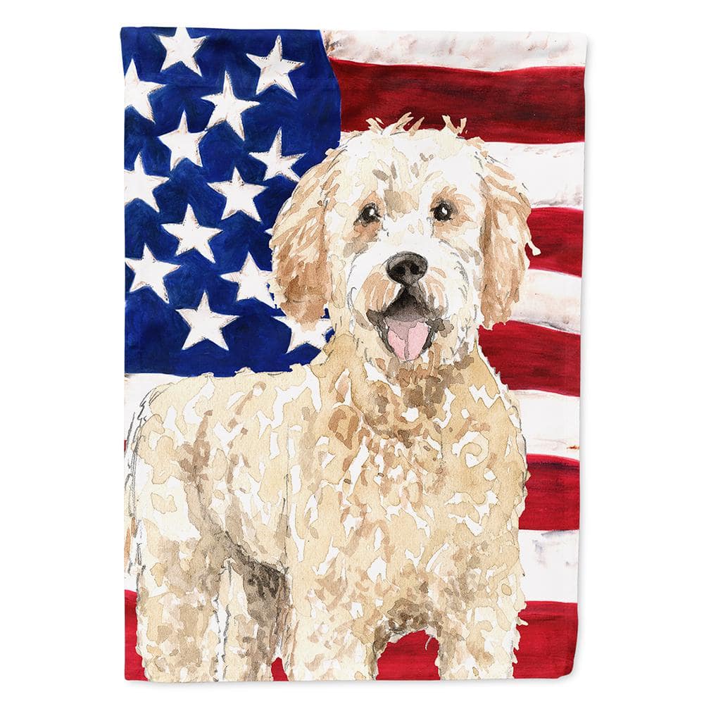 Caroline's Treasures 0.91 ft. x 1.29 ft. Polyester Patriotic USA Goldendoodle 2-Sided 2-Ply Garden Flag