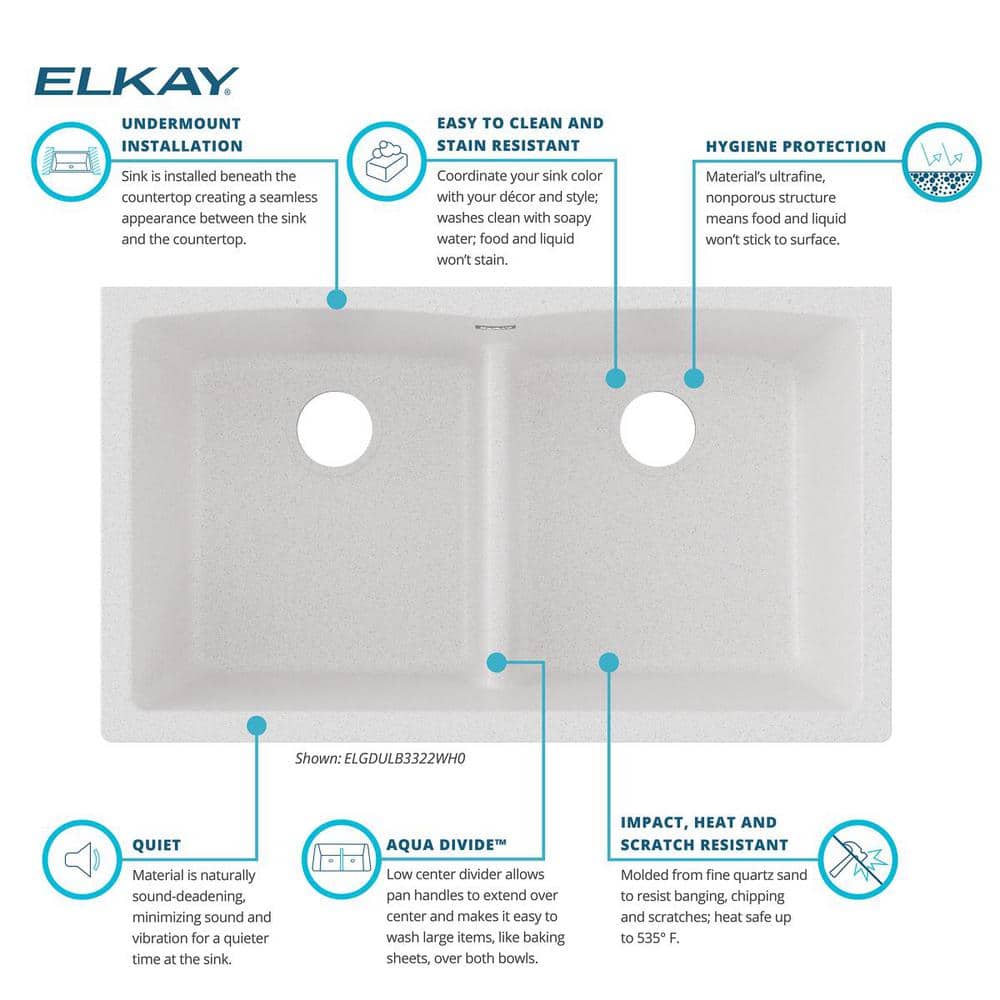 White Quartz Double Bowl Undermount Kitchen Sink