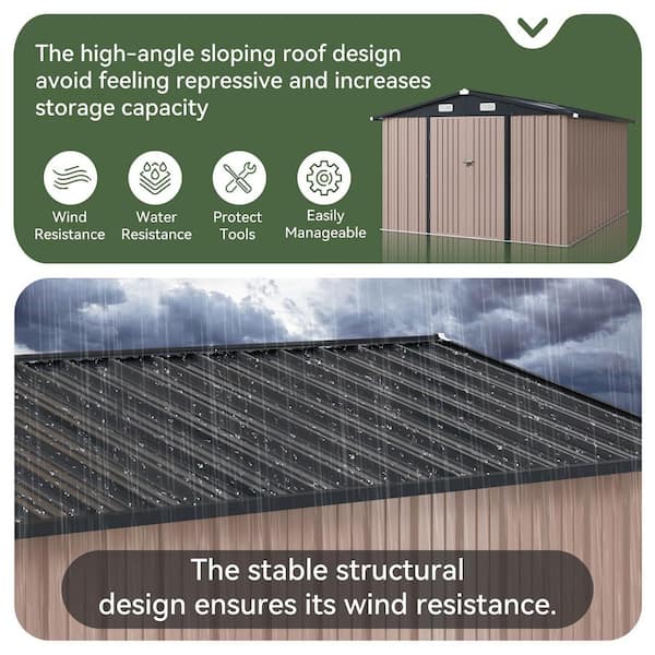 Sizzim 10 ft. W x 8 ft. D Outdoor Storage Metal Shed with Floor