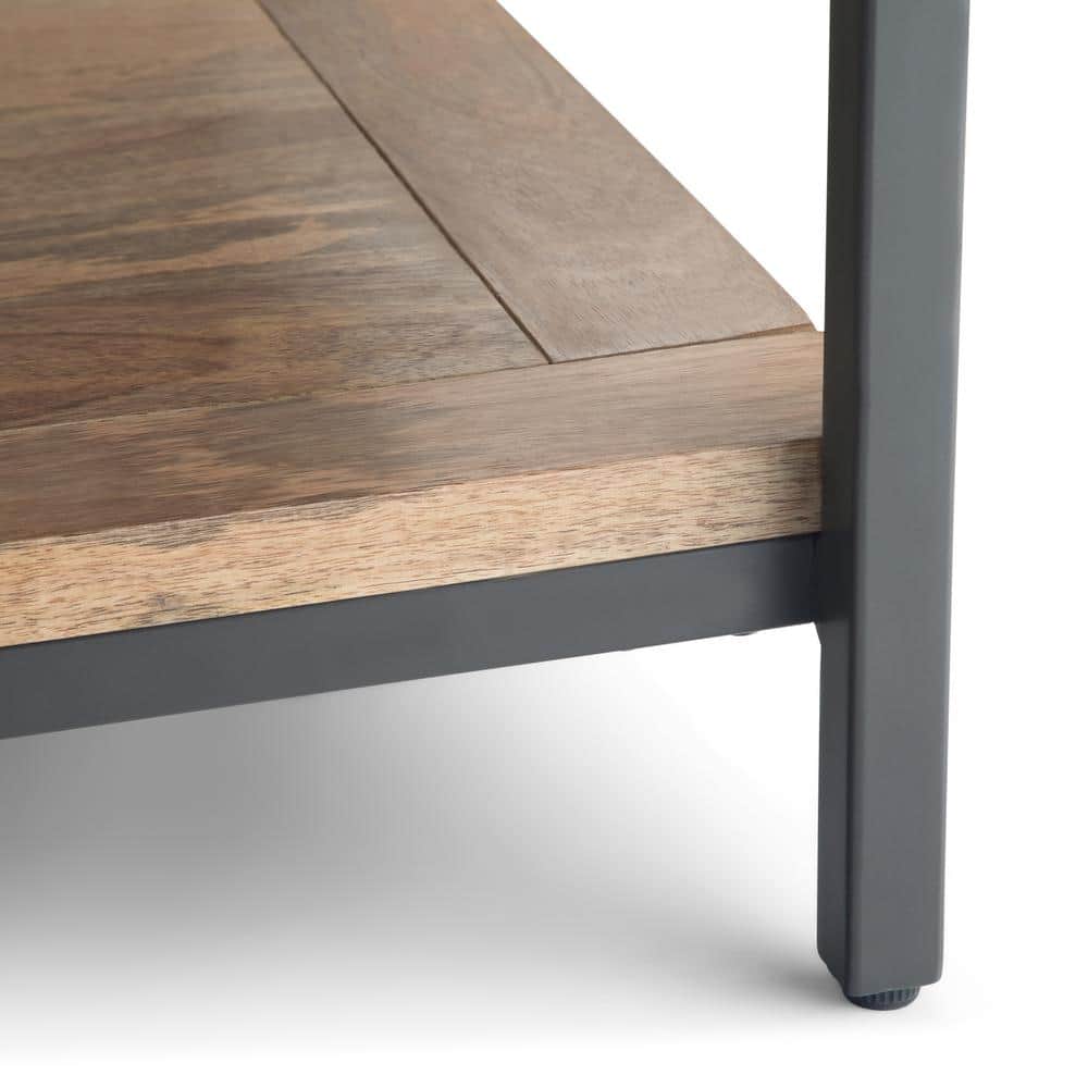 Skyler Solid Mango Wood 34" Square Coffee Table with Storage in Natural