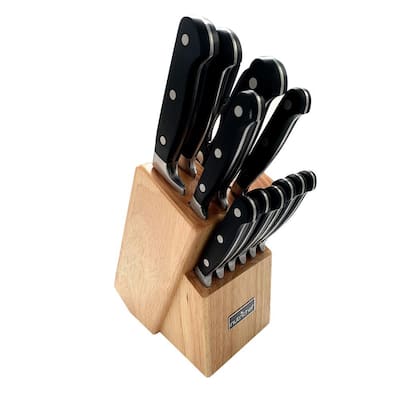 13-Piece German Stainless Steel Cutlery Knife Set with Wood Block