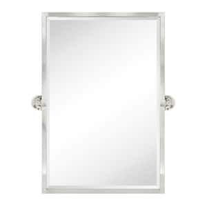 Blakley 20 in. W x 30 in. H Rectangular Stainless Steel Framed Pivot Wall Mounted Bathroom Vanity Mirror in Nickel