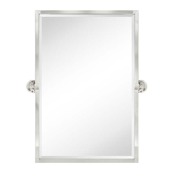 TEHOME Blakley 20 in. W x 30 in. H Rectangular Stainless Steel Framed Pivot Wall Mounted Bathroom Vanity Mirror in Nickel