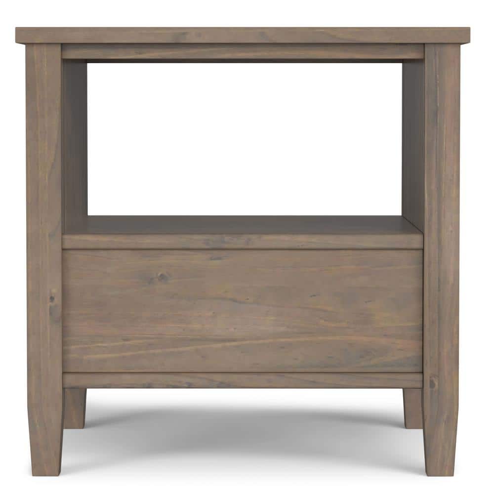 Smoky Brown Solid Wood End Table with Storage Drawer