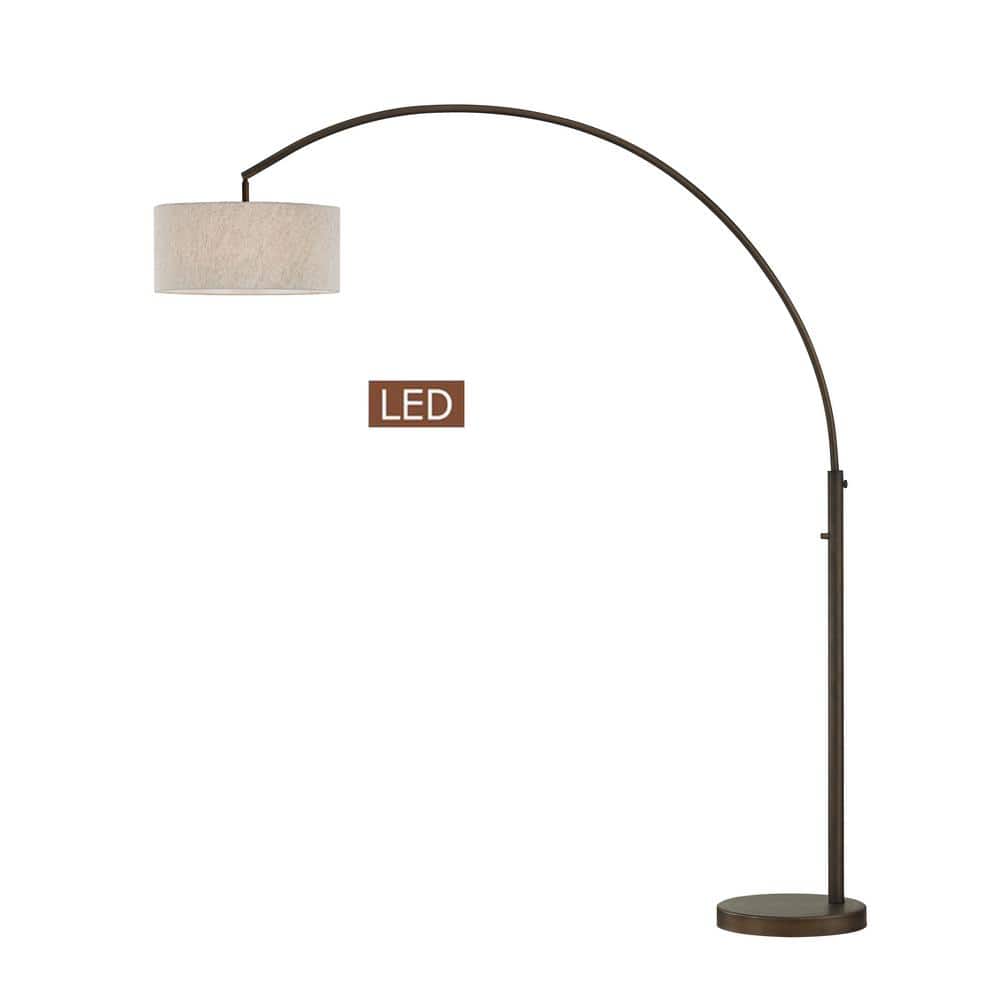 Elena Antique Bronze Adjustable Arc LED Floor Lamp, 80"