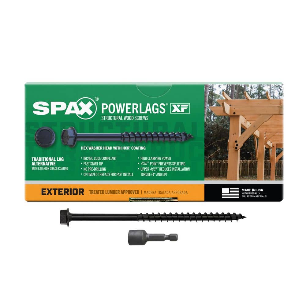 SPAX 1/4 in. x 5 in. Black Powerlags XF Exterior 3/8 in. Hex Drive