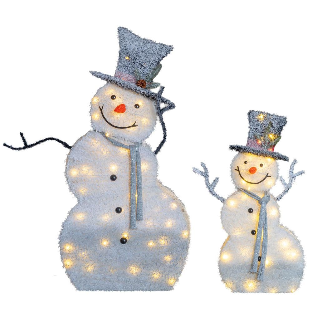 2pcs 47 in. 31 in. Flocked Tilted Snowman Christmas Decoration price history on PriceWatchPro