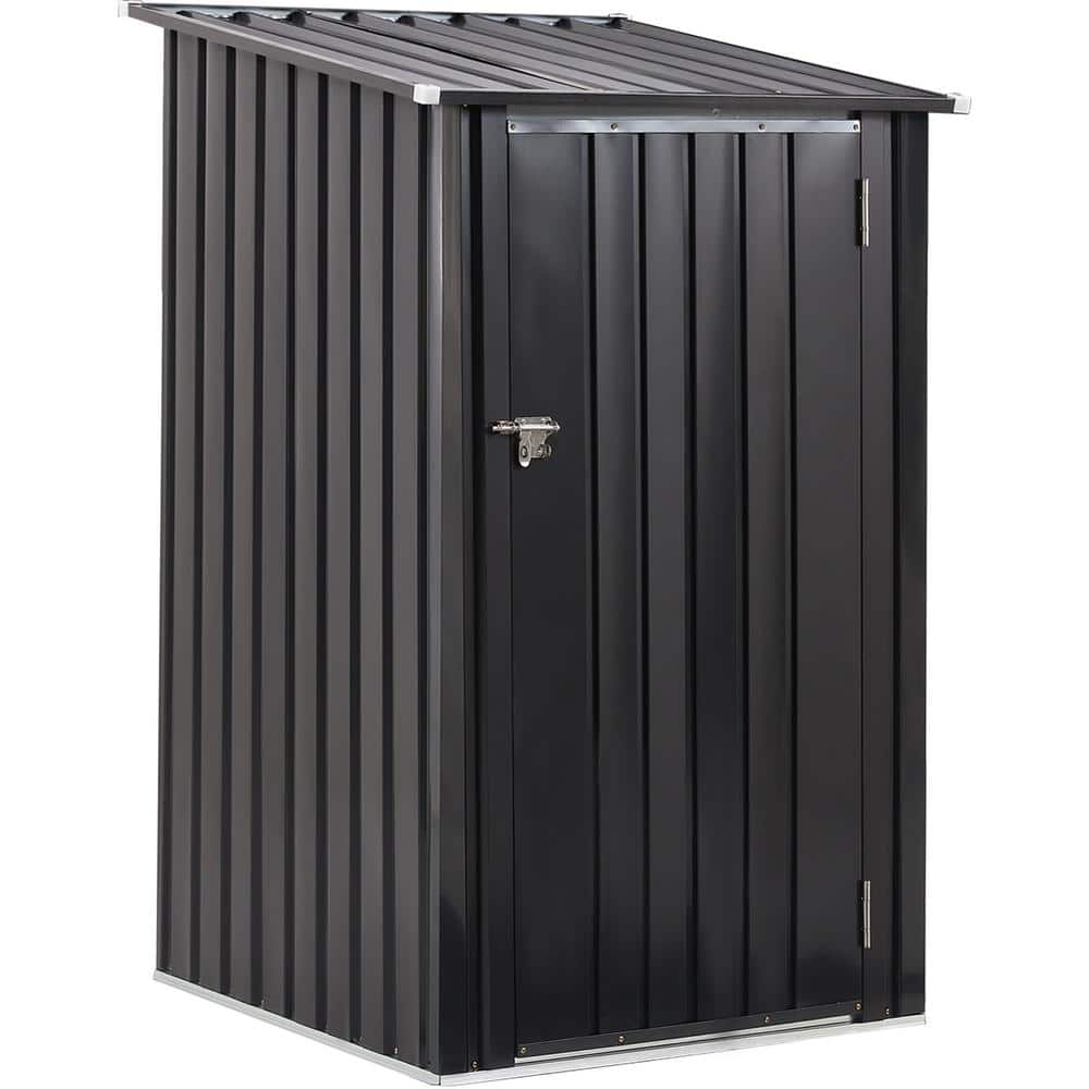 36.6 in. Steel Outdoor Firewood Rack, Garden Storage Shed with Single Locka