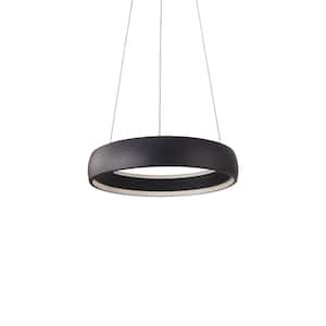 Halo 23 in. 1 Light 62-Watt Black Integrated LED Pendant Light