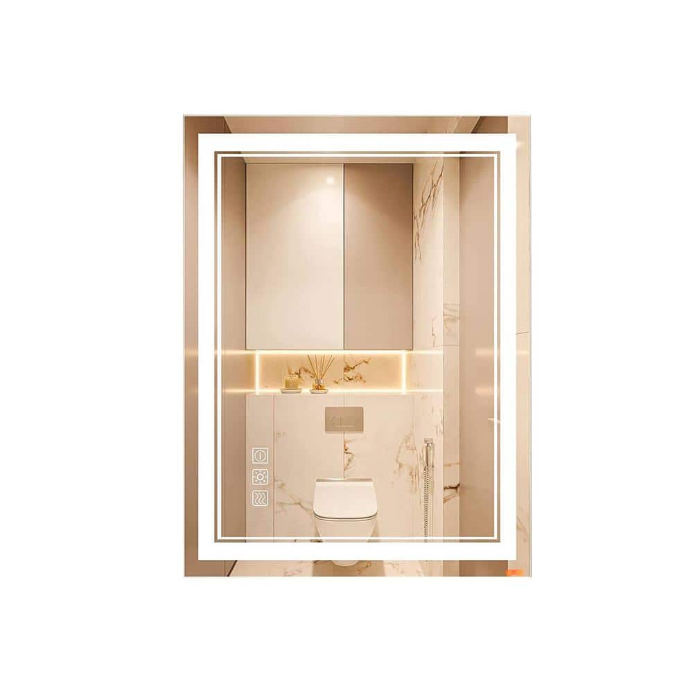 24 in. W x 32 in. H Rectangular Aluminum Framed LED Wall Mount Anti-Fog Dim