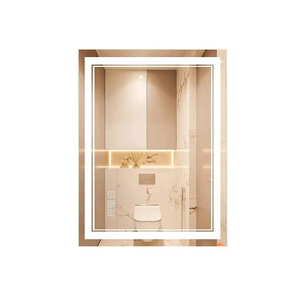 Unbranded 24 in. W x 32 in. H Rectangular Aluminum Framed LED Wall Mount Anti-Fog Dimmable Bathroom Vanity Mirror