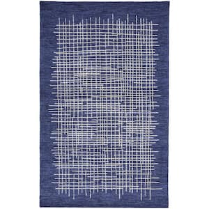 Blue and Ivory 2 ft. x 3 ft. Plaid Area Rug