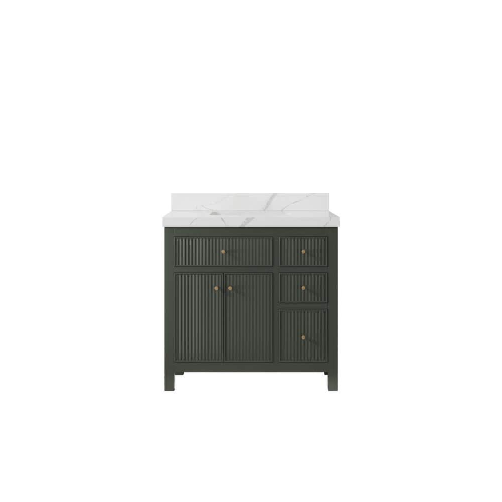 Sonoma 36 in. W x 22 in. D x 36 in. H Single Sink Bath Vanity Center in Pewter Green with 2 in. Calacatta Quartz Top price history on PriceWatchPro