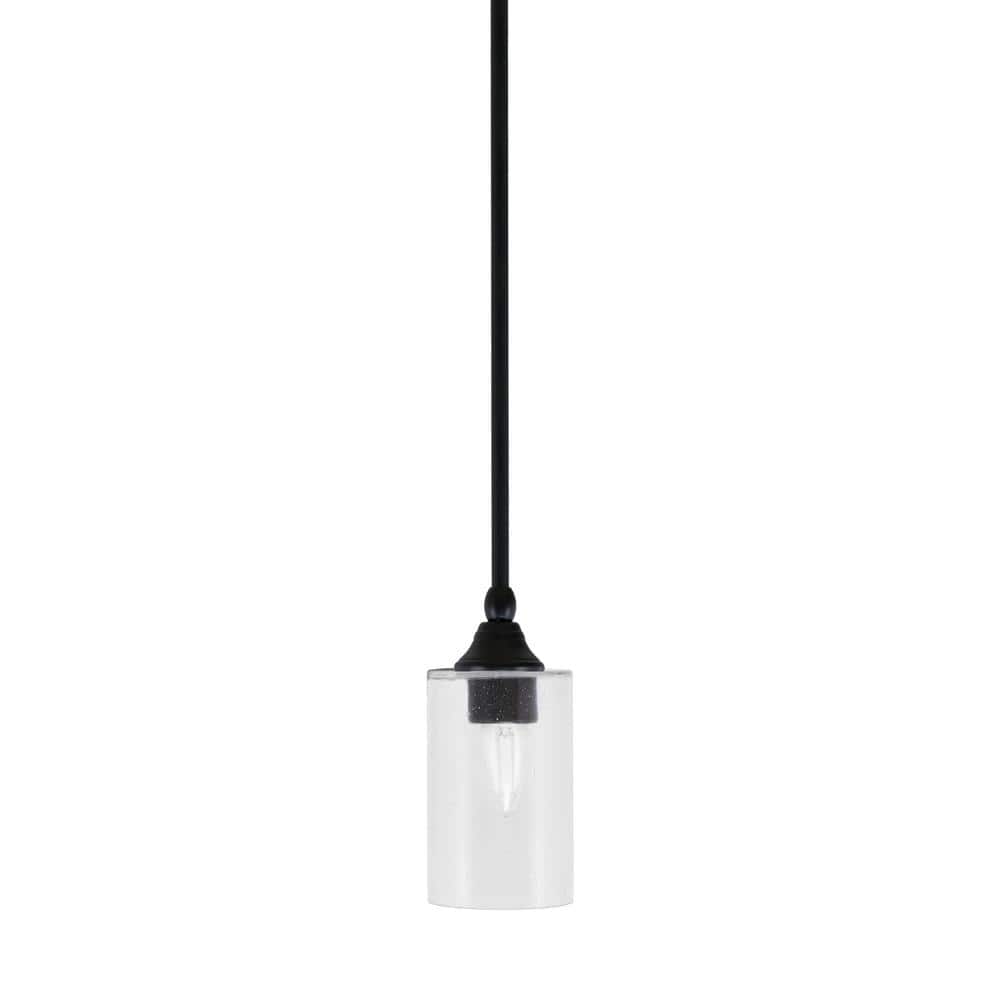 Sparta 100-Watt 1-Light Matte Black Shaded Pendant Light Mini Pendant with 