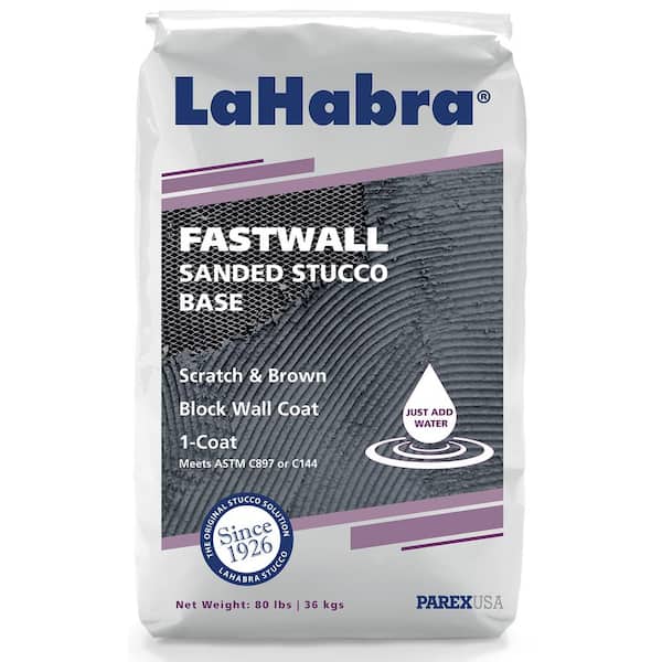 LaHabra 80 lbs. Mortar/Cement/Concrete Mix Fastwall Stucco Base Sanded 1 Coat