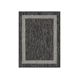 Azelia Black and Ivory 2 ft. x 3 ft. Indoor/Outdoor Area Rug