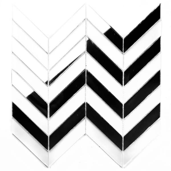 ABOLOS Art Silver 11 in. x 12 in. Herringbone Glass Mosaic Wall Tile (17.2 sq. ft./Case)