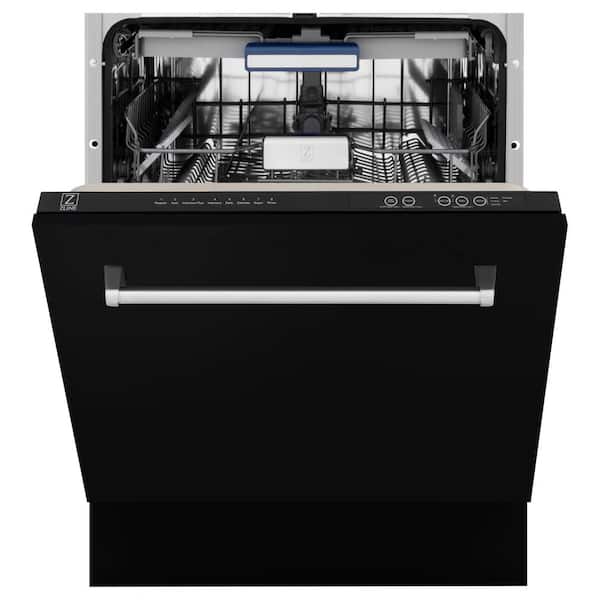 DWV-BLM-24 51dBa ZLINE 24 Tallac Series 3rd Rack Tall Tub Dishwasher in Black Matte with Stainless Steel Tub 
