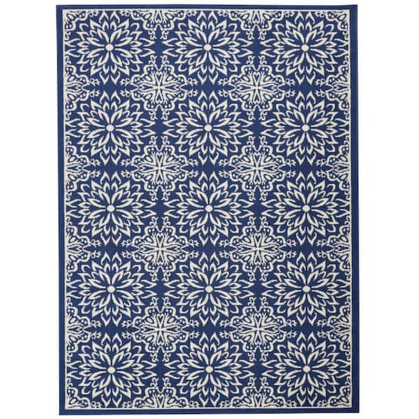 Nourison Jubilant Navy/Ivory 4 ft. x 6 ft. Floral Transitional Area Rug