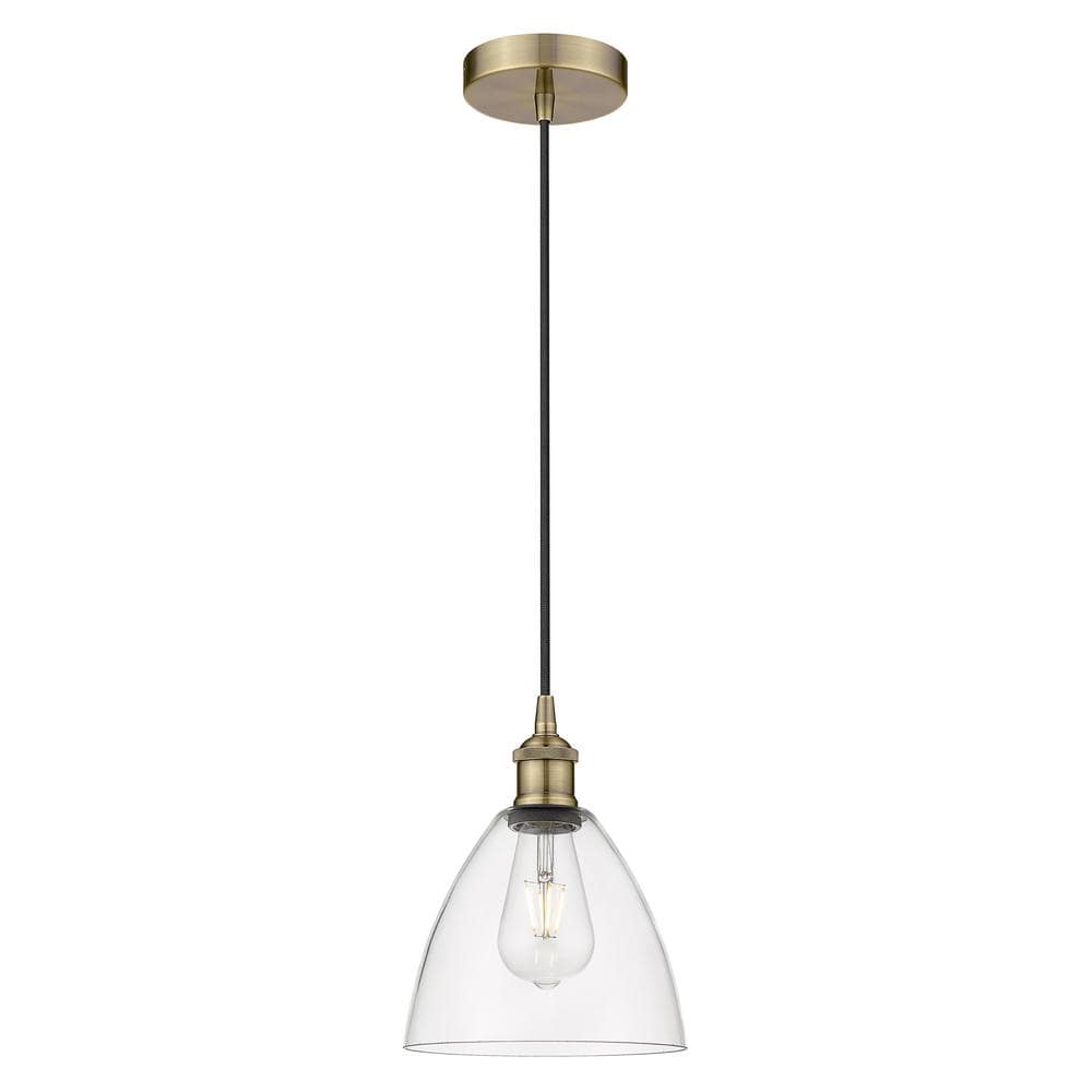 Edison Dome 60-Watt 1-Light Antique Brass Standard Mini Pendant Light with Clear Glass Shade, No Bulbs Included price history on PriceWatchPro