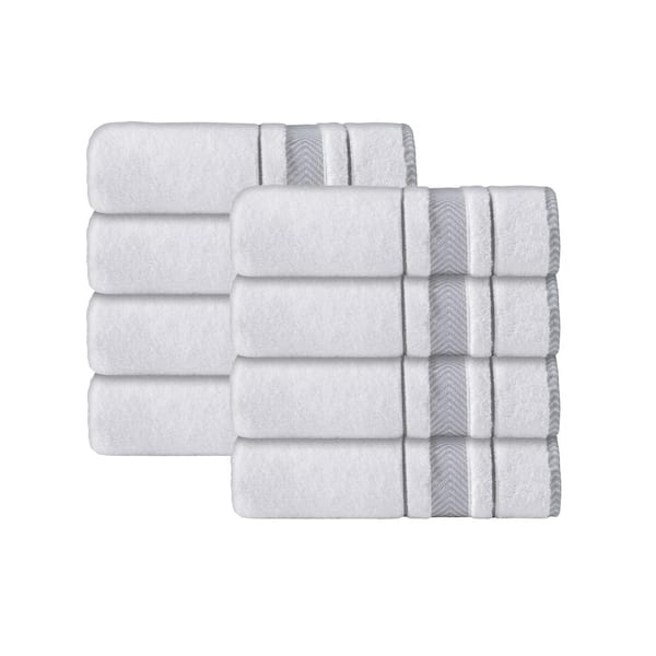 Unbranded Enchasoft 8-Pieces White Turkish Cotton Hand Towels