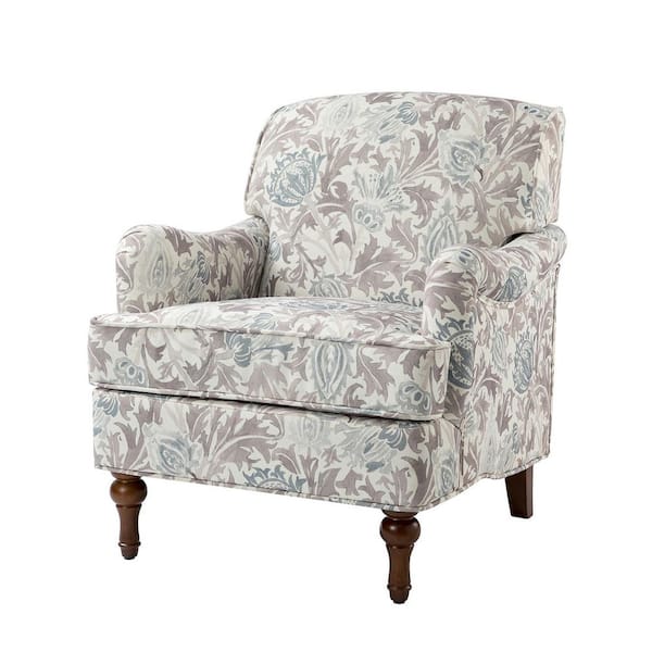 JAYDEN CREATION Achilles Grey Armchair with Turned Legs