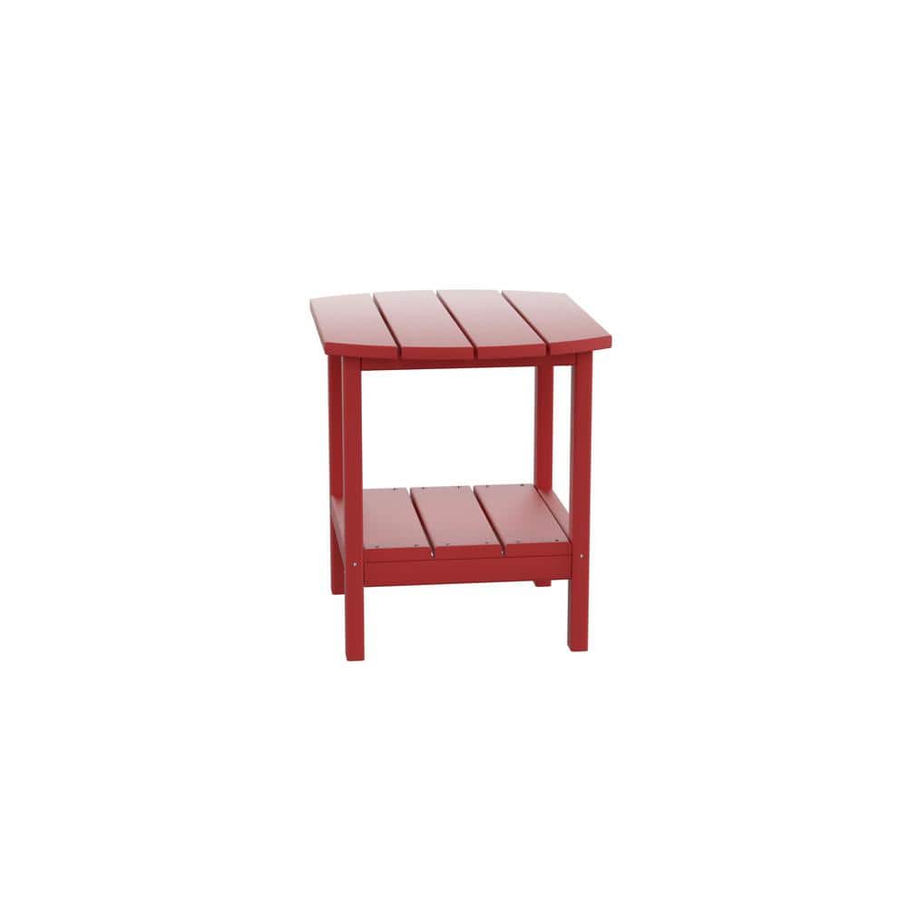 myhomore HDPE Outdoor Red Side Table STRE The Home Depot