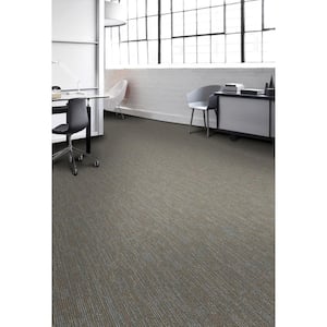 Merrick Brook - Fission - Gray Commercial 24 x 24 in. Glue-Down Carpet Tile Square (96 sq. ft.)