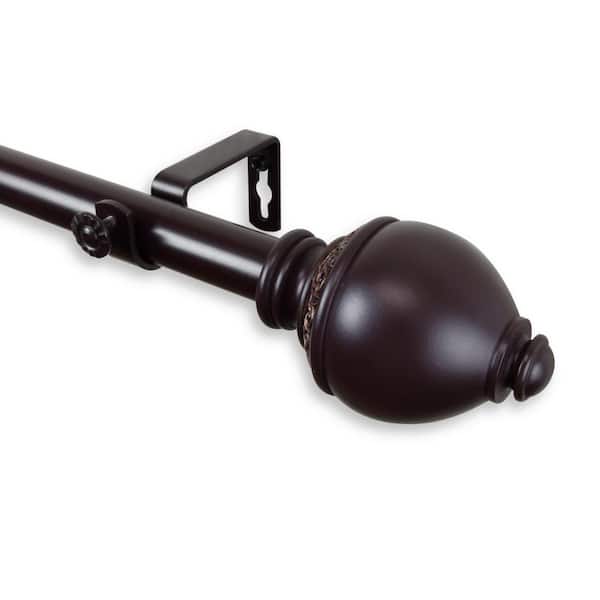 Rod Desyne Ramona 160 in. - 240 in. Adjustable 1 in. Dia Single Curtain Rod in Mahogany