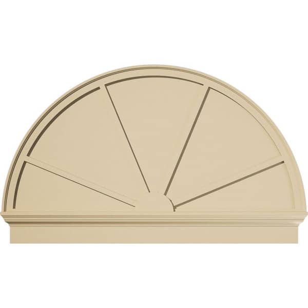 54-in W x 33-3/4-in H x 2-3/4-in P Half Round 4-SpokeSignature Urethane Combination Pediment, Primed Tan