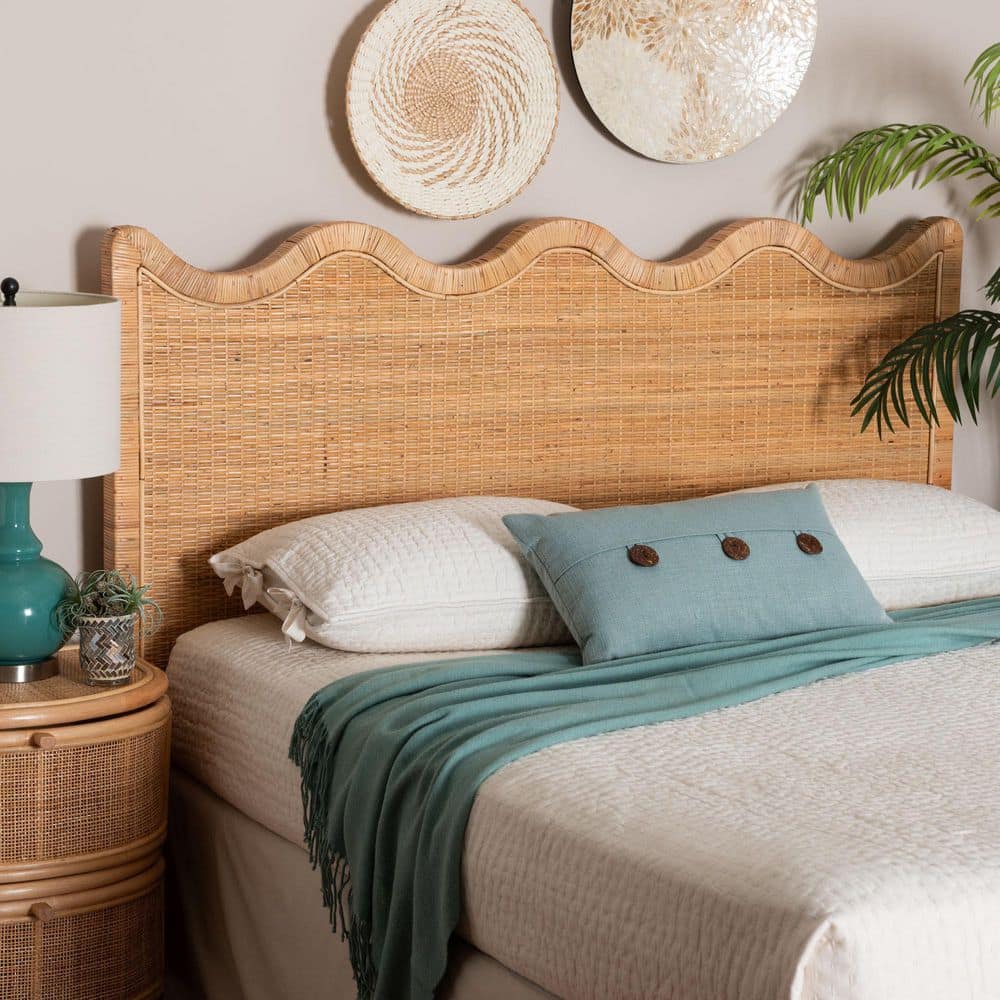 Cassio Natural Brown Rattan Queen Panel Headboard