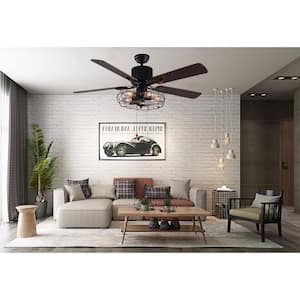 42 in. Black Ceiling Fan with Light Kit and Remote Control