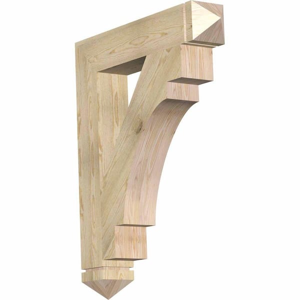 Ekena Millwork 6 in. x 42 in. x 34 in. Douglas Fir Merced Arts and Crafts Rough Sawn Bracket