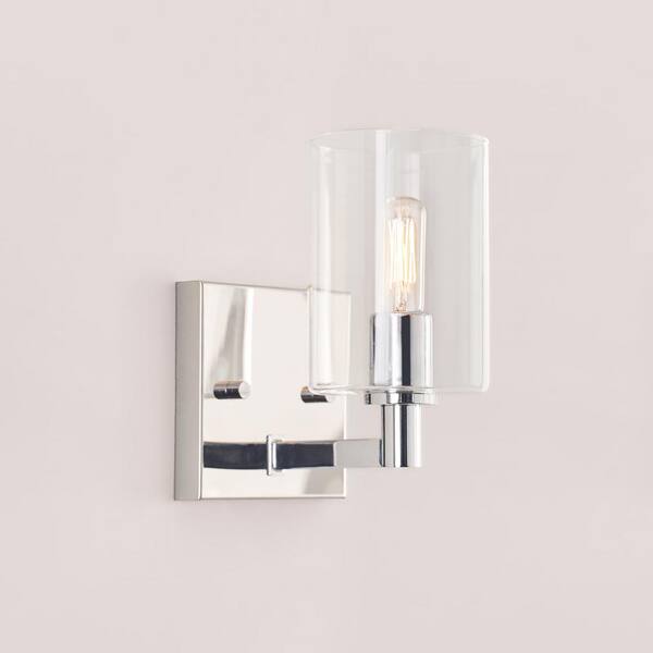 Generation Lighting - Fullton Modern 1-Light Indoor Dimmable Chrome Bath Vanity Wall Sconce