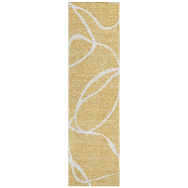 Chantille Machine Washable Indoor/Outdoor Abstract ACN999 Gold 2 ft. 3 in. x 7 ft. 6 in. Area Rug