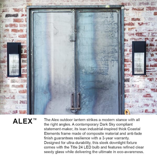 LARK - Alex 1-Light Antique Brushed Aluminum Hardwired Outdoor Wall Lantern Sconce