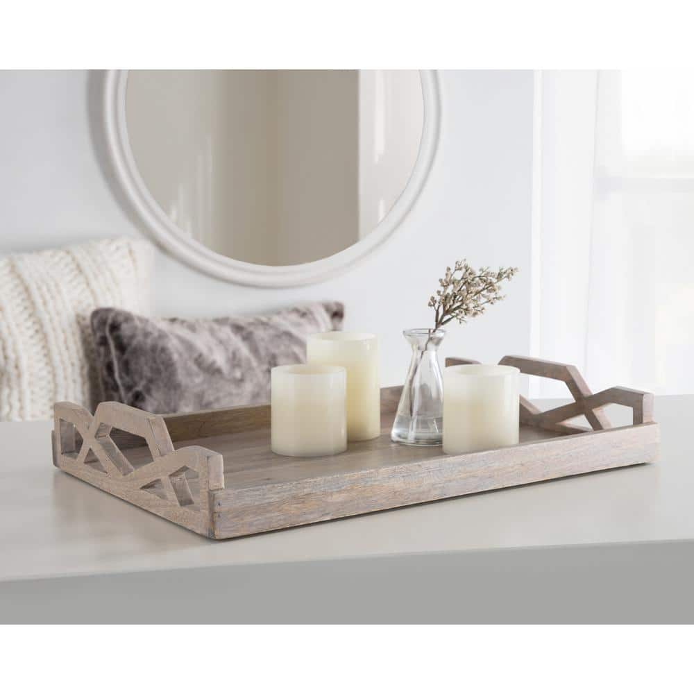 Kate and Laurel Bayville Wooden Decorative Tray - 10x24 - White