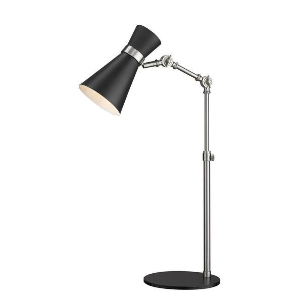 Unbranded 25. 25 in. 1-Light Matte Black and Brushed Nickel Table Lamp with Matte Black Metal Shade