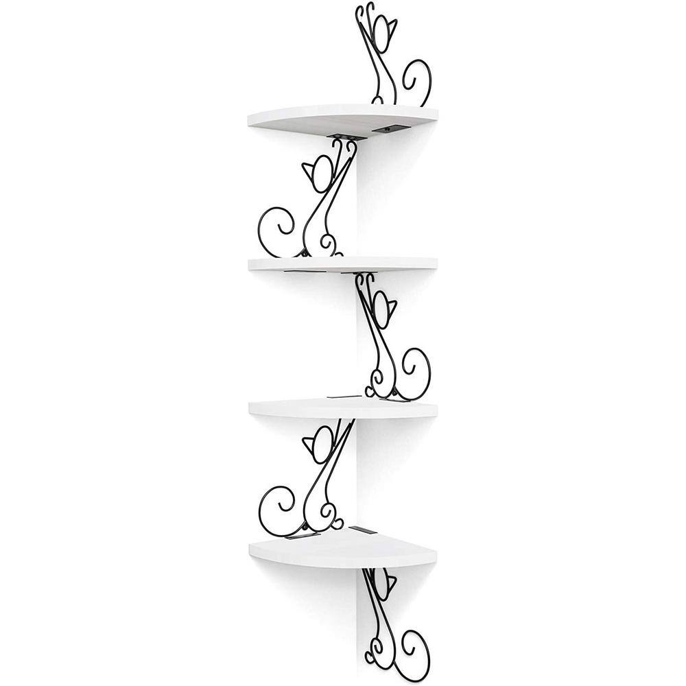 Cubilan 7.87 in. W x 7.87 in. D White Composite Decorative Wall Shelf, 4 Tier Corner Shelves