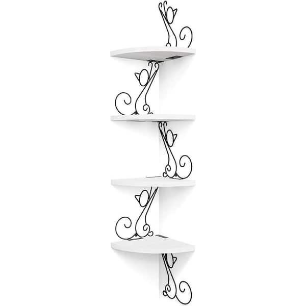 Cubilan 7.87 in. W x 7.87 in. D White Composite Decorative Wall Shelf, 4 Tier Corner Shelves