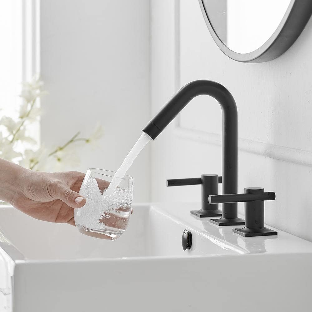 Matte Black 8-Inch Widespread Double Handle Bathroom Faucet