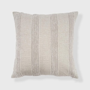 Textured Stripe Neutral Oversized 24 in. x 24 in. Throw Pillow