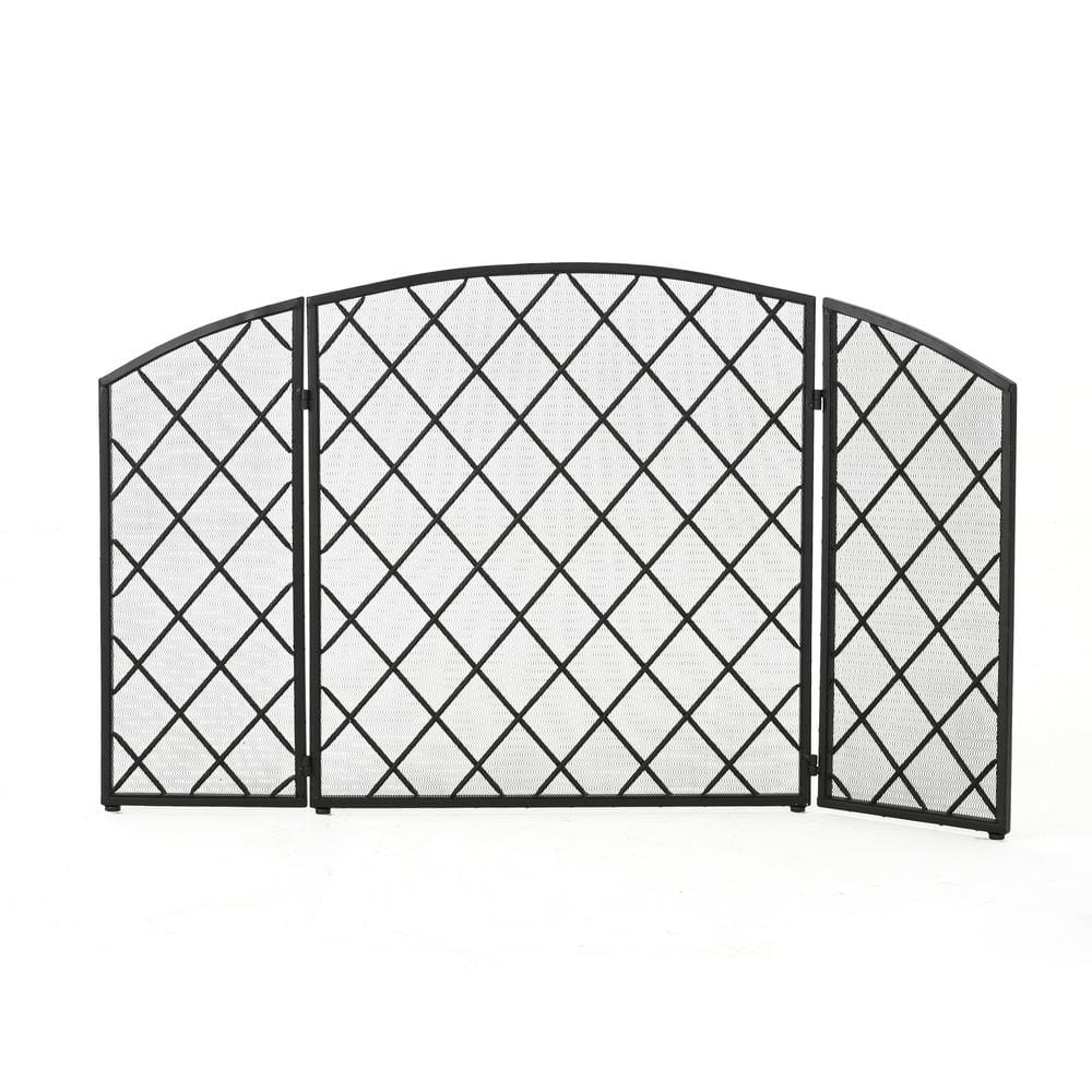 Noble House Amiyah Black Iron 3-Panel Fireplace Screen 14380 - The Home ...