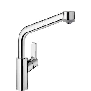 Status Semi-Arc Single-Handle Pull-Out Sprayer Kitchen Faucet in Chrome