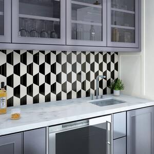 Alloy Nero 10.43 in. x 12.04 in. Polished Marble and Brass Wall Mosaic Tile (0.87 sq. ft./Each)