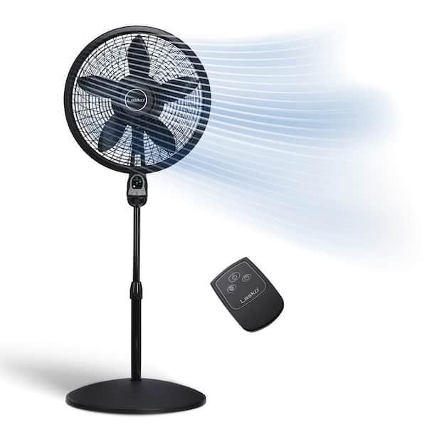 Cyclone Adjustable-Height 18 in. 3 Speed Black Oscillating Pedestal Fan with Programmable Timer and Remote Control