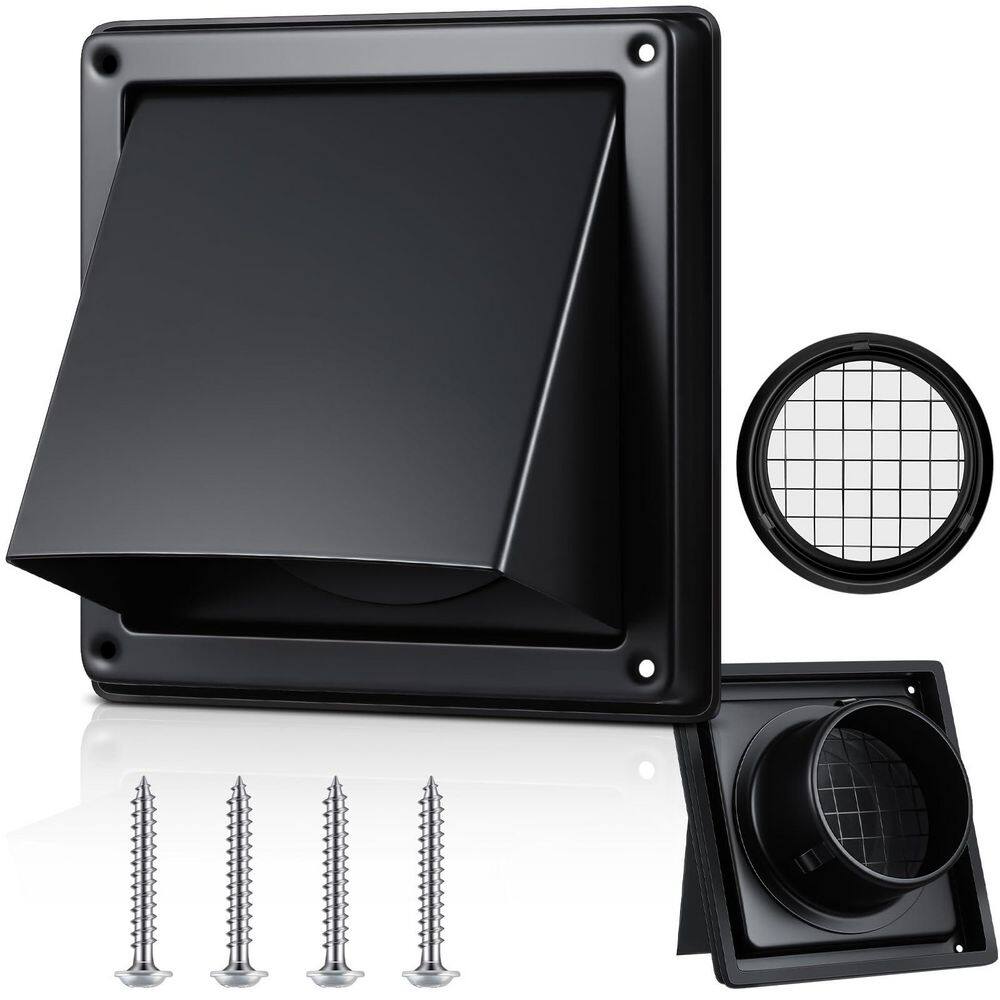 1-Piece Bathroom Accessory Set in Black, 4'' Dryer Vent Cover Outside Walls External Extractor Fan Exhaust Vent Cap price history on PriceWatchPro