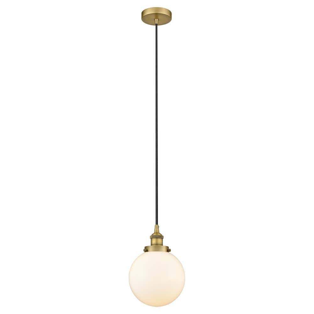 Edison Mini Globe Pendant in Brushed Brass with White Shade
